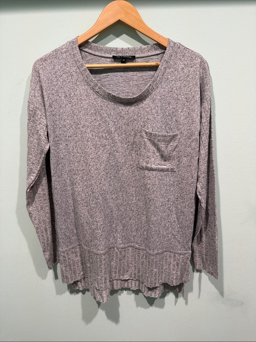 Lightweight Scoop-Neck Pocket Sweatshirt — Gray